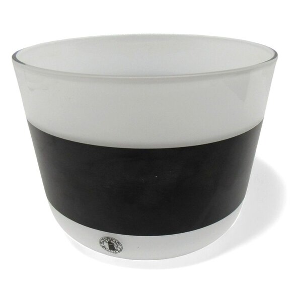 ANNE NILSSON Kosta Boda Glass Bowl Vase White with Black Band Sweden Vintage - Picture 1 of 10